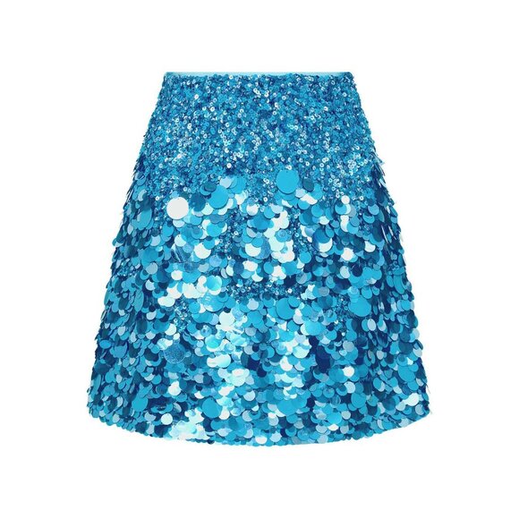 AJE Cherie Sequin Mini Skirt Azure Blue Size AU 4 IS 0 NEW NWT - Picture 3 of 12
